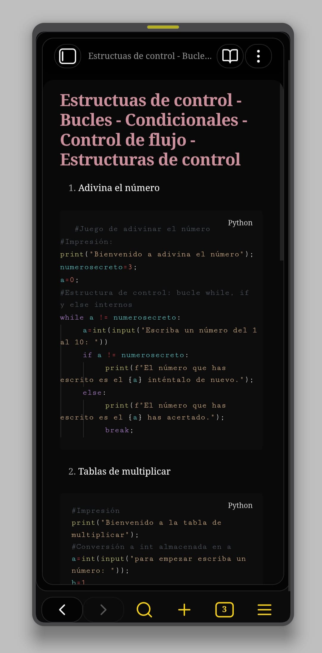 Mobile dark page Xscriptor Theme for obsidian