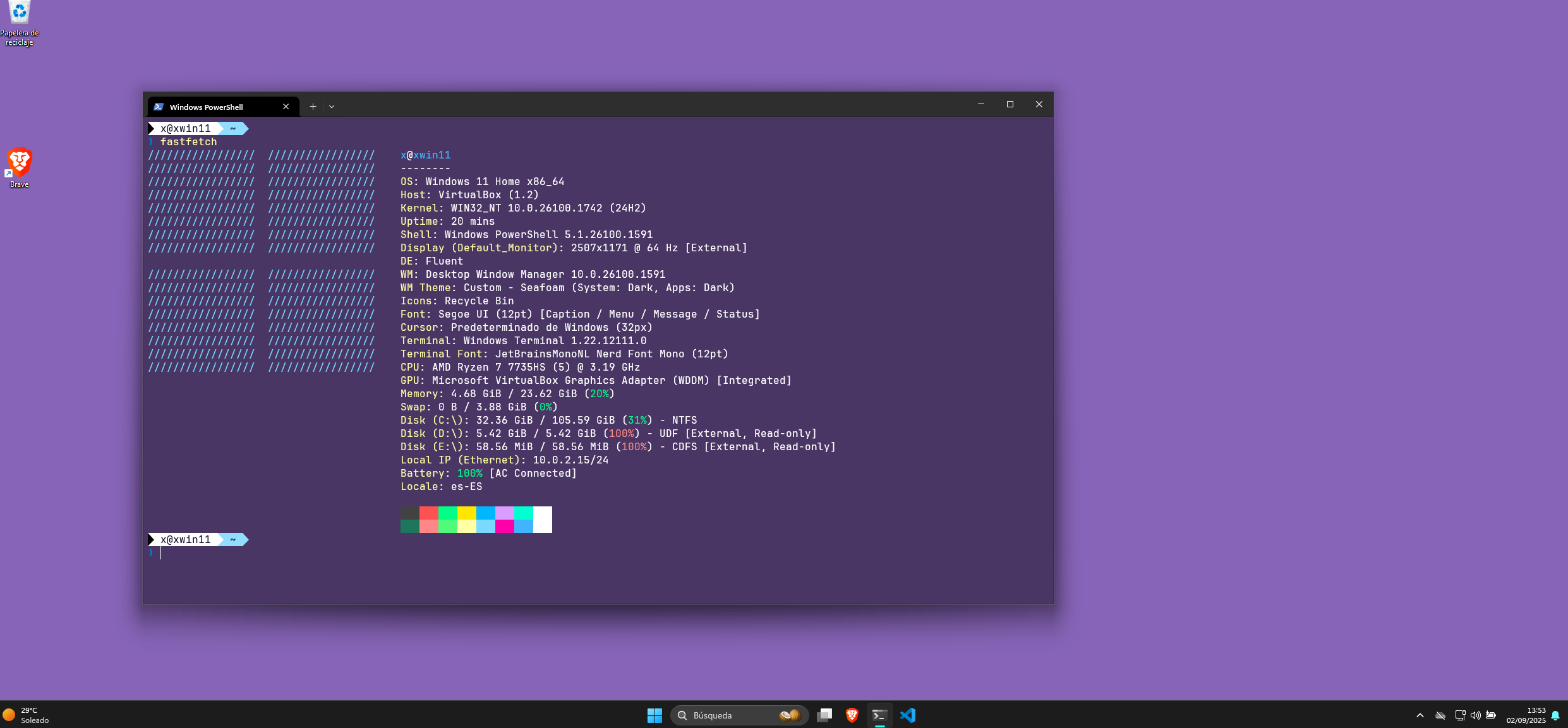 Powershell Terminal with X Candy Pop Theme