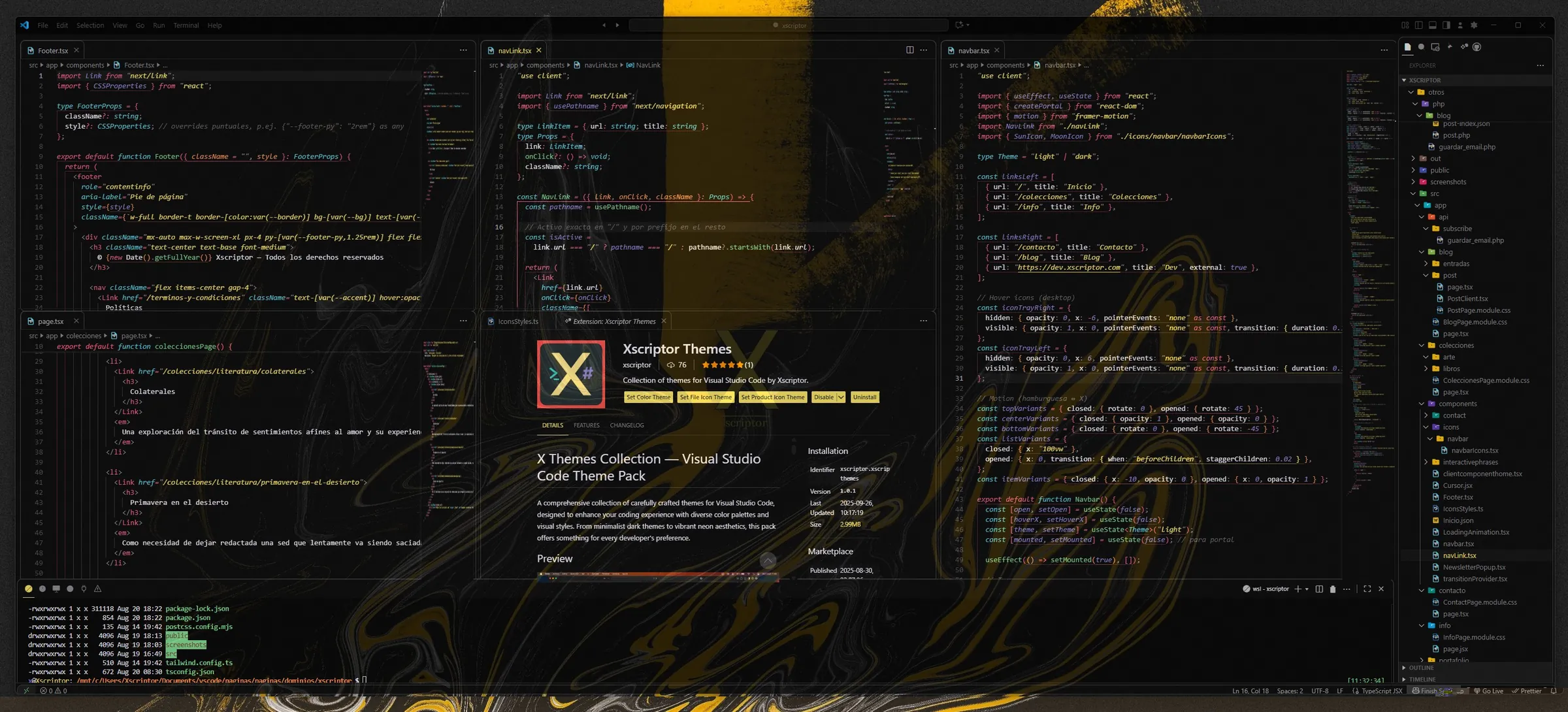 Xglass editor preview with translucent interface details.
