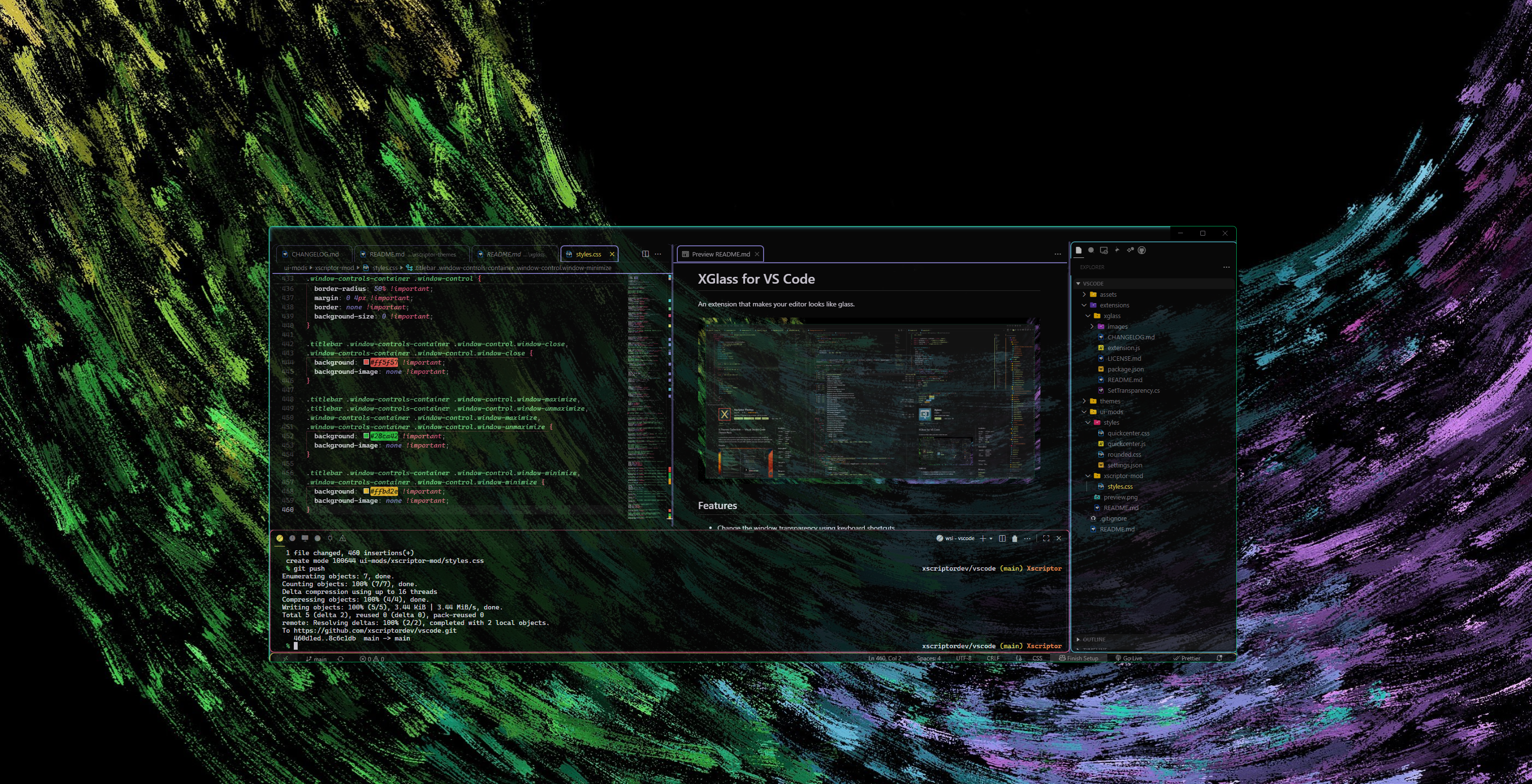 Xglass for vscode in windows preview