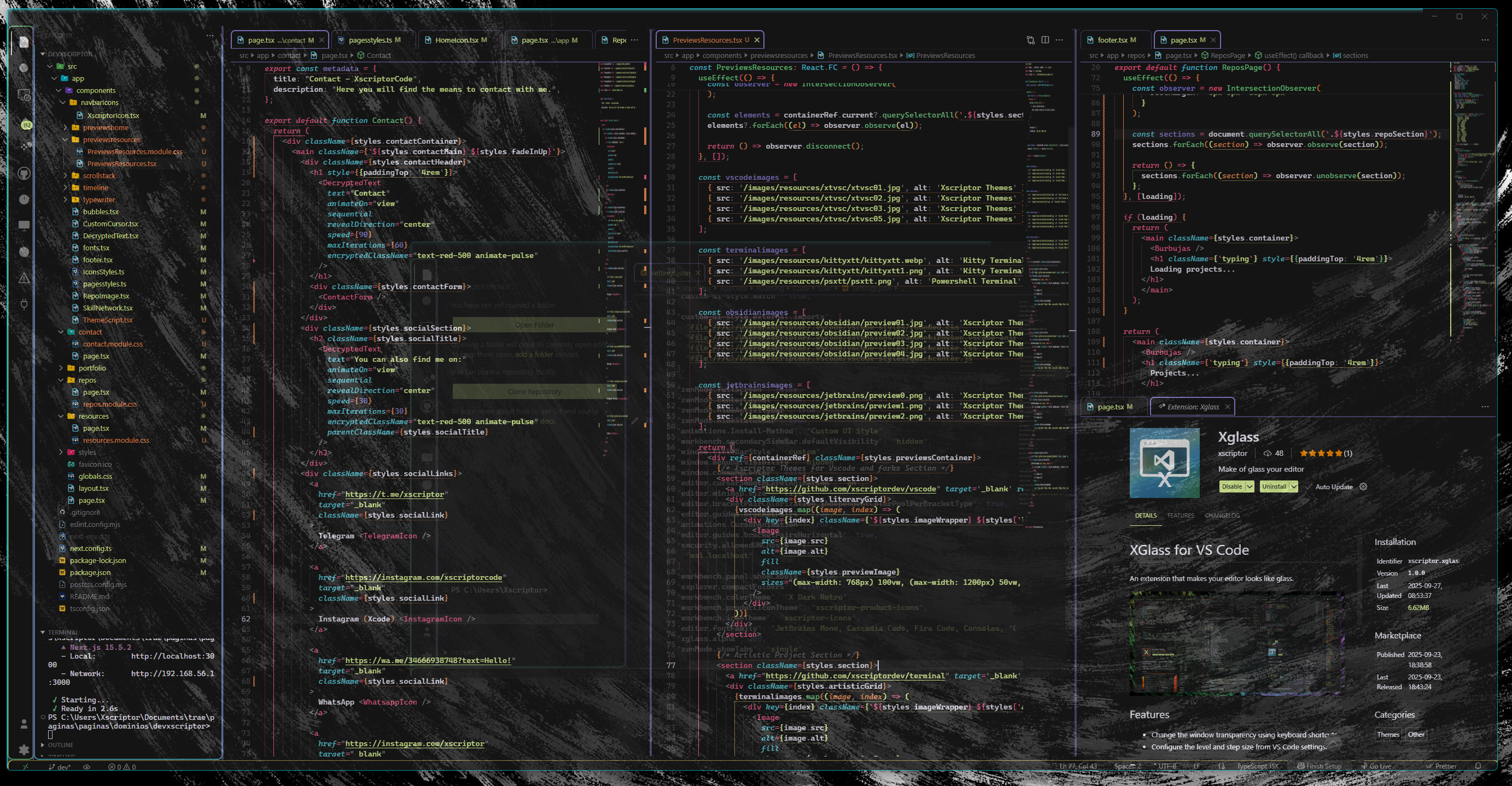Xglass for vscode preview